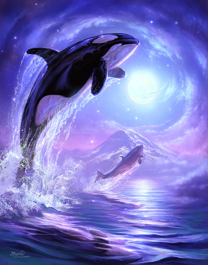 707x900 Touch The Sky Painting By Jeff Haynie - Killer Whale Painting