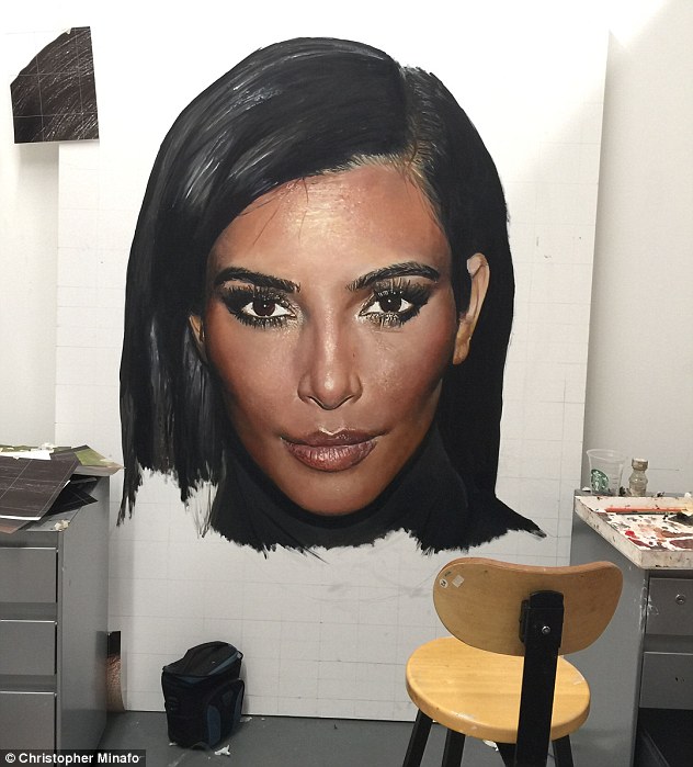 632x699 Kim Kardashian Fan Christopher Minafo Spends 50 Hours Painting - Kim Kardashian Painting