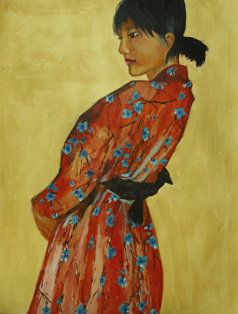 770x1016 Saatchi Art Kimono Love Painting By Surabhi Gaikwad - Kimono Painting