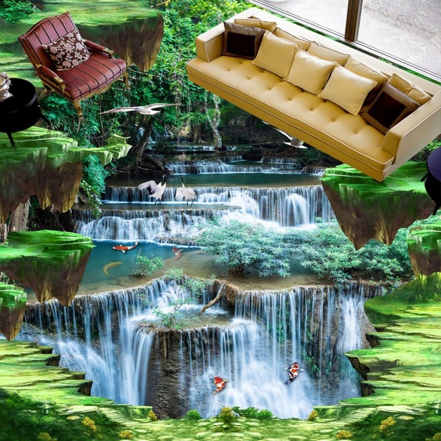 640x640 Free Shipping Non Slip Mural Flowing Water Painting Wallpaper - Kindergarten Painting