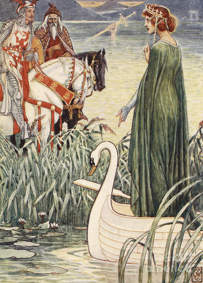 646x900 King Arthur Asks The Lady Of The Lake For The Sword Excalibur - King Arthur Excalibur Painting