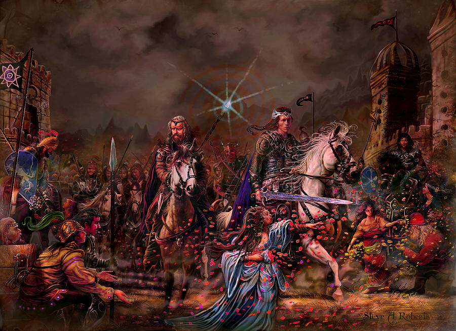 900x654 King Arthur Returns Painting By Steve Roberts - King Arthur Excalibur Painting
