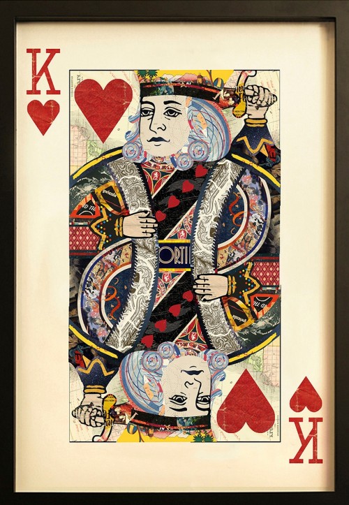 500x723 King Of Hearts Collage Wall Art Playing Card Artwork Card King - King Of Hearts Painting