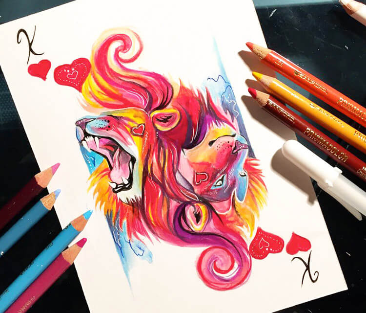 750x640 King Of Hearts Color Drawing By Katy Lipscomb Art No. 1367 - King Of Hearts Painting