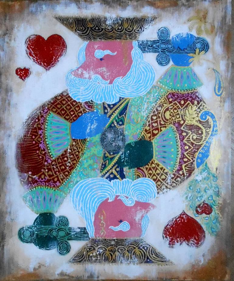 770x924 Saatchi Art Old King Of Hearts Card Painting By Lela Tabliashvili - King Of Hearts Painting