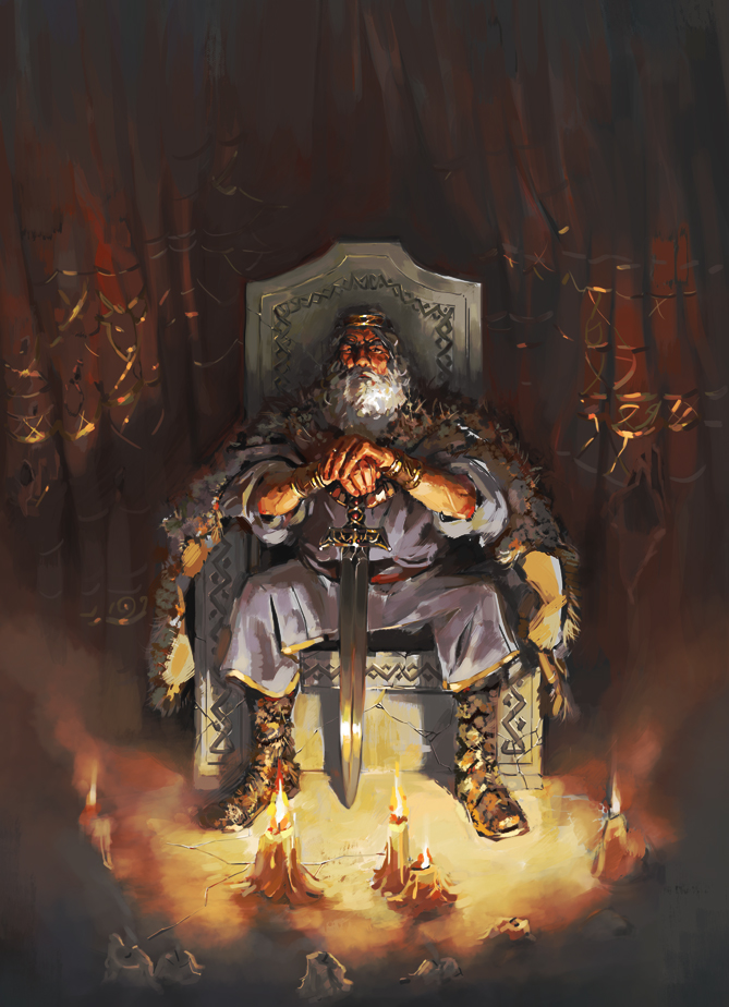 669x924 King Lear - King On Throne Painting