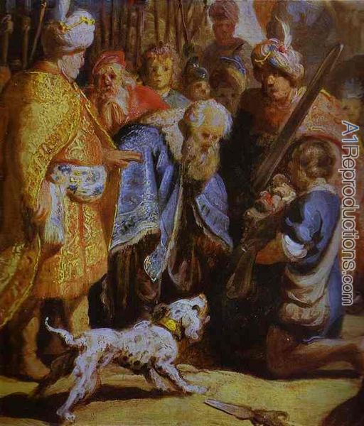 512x600 David Presenting The Head Of Goliath To King Saul Oil Painting - King Saul Painting
