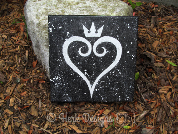 570x428 Kingdom Hearts Symbol Disney Square Enix Action Splatter - Kingdom Hearts Painting