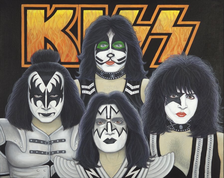 900x718 Kiss By Barneybluepants - Kiss Band Painting