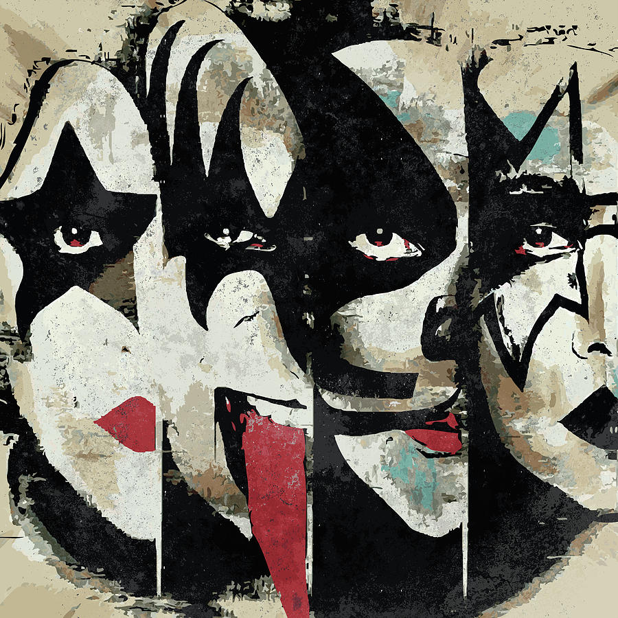 900x900 Kiss Art Print Digital Art By Geek N Rock - Kiss Band Painting