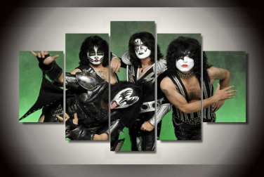 376x252 Kiss Band 5pc Wall Decor Framed Oil Painting Hollywood Music Artist - Kiss Band Painting