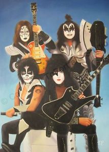 214x300 Kiss Rock Band With Guitars - Kiss Band Painting