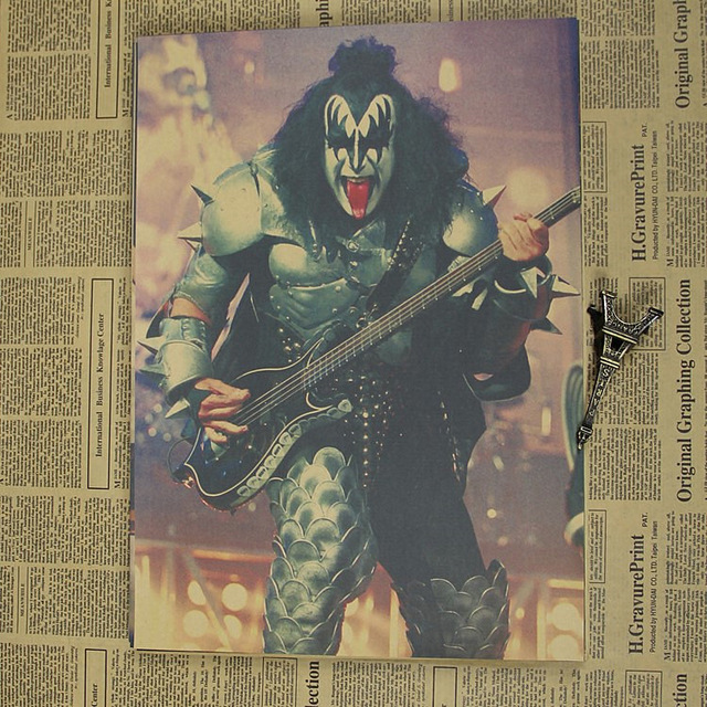 640x640 Vintage Poster Kiss Band Kraft Retro European And American Music - Kiss Band Painting