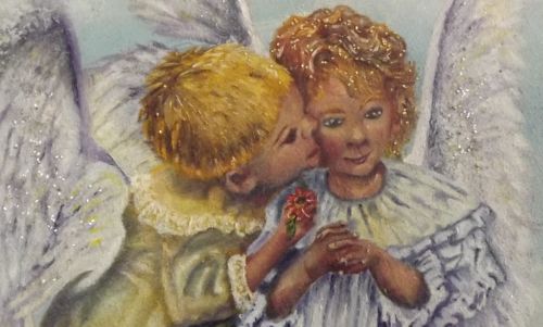 500x301 Judy Frenz Artist Fine Art Angels Love This Is A Oil - Kissing Angels Painting