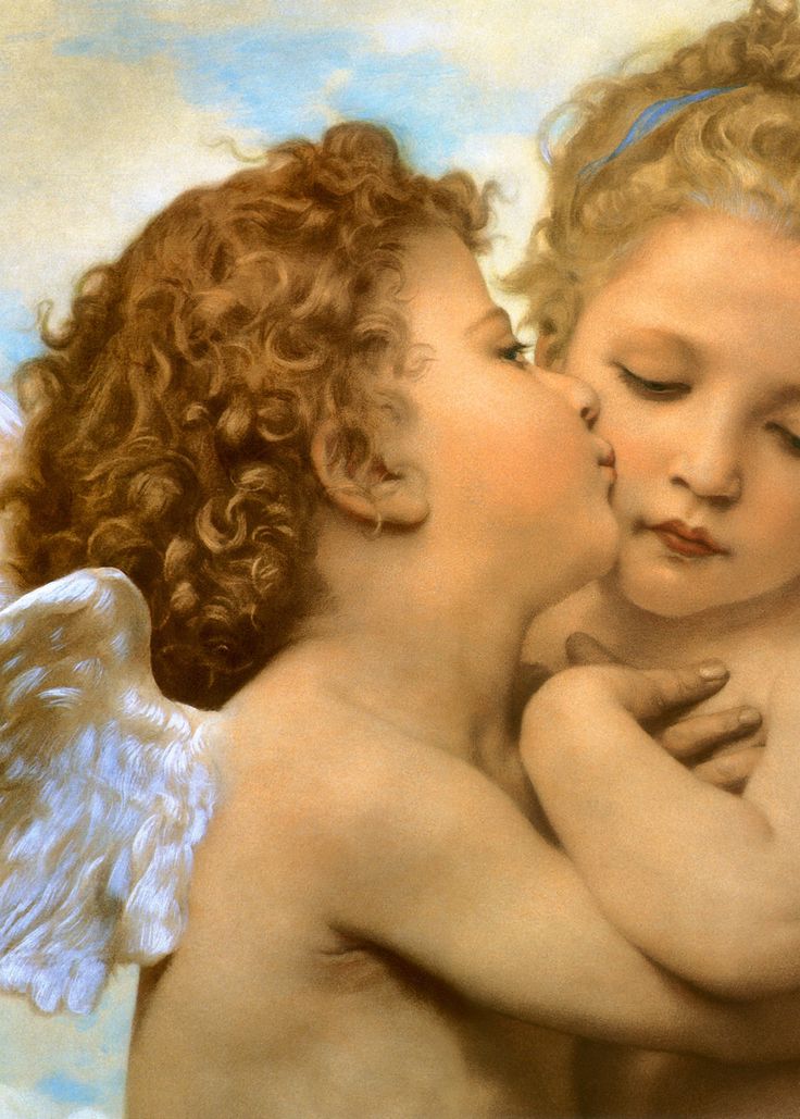 736x1029 Best Gorgeous Art Images On Catholic Art - Kissing Angels Painting