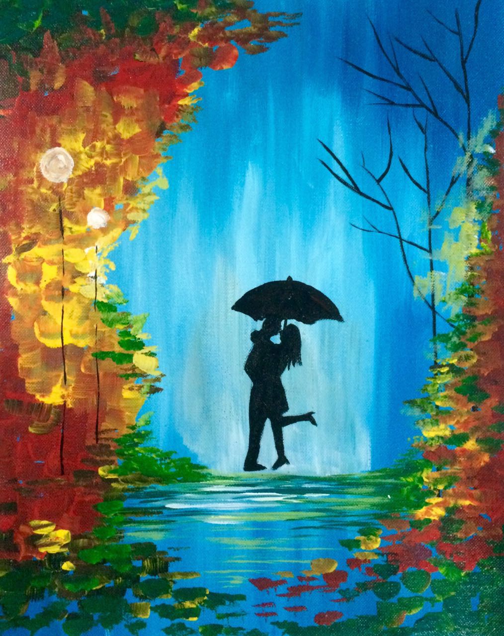 1014x1280 Library - Kissing In The Rain Painting