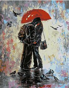 222x284 Mahuaf X1252 Kissing In The Rain Painting By Numbers Coloring - Kissing In The Rain Painting