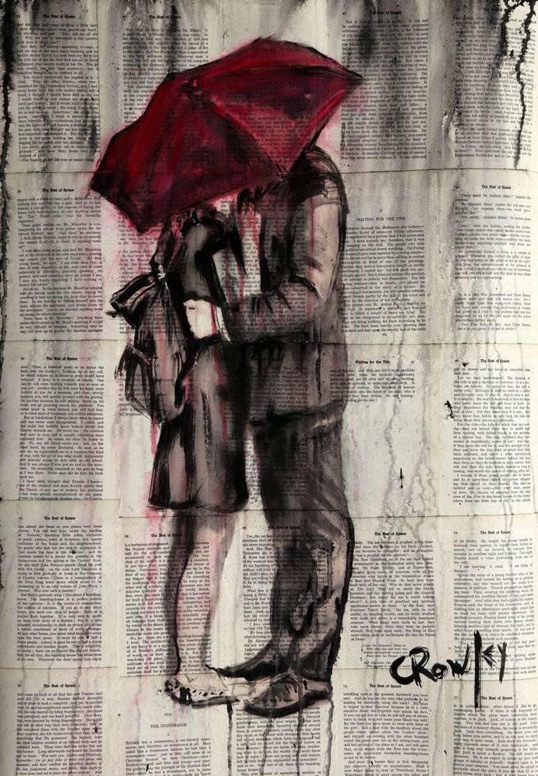 770x1111 Saatchi Art Kissing In The Rain Painting By Darren Crowley - Kissing In The Rain Painting