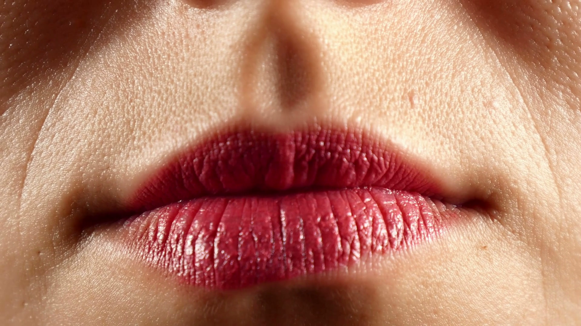 1920x1080 Girl With Painted Lips Is Kissing And Smiling, Close Up Stock - Kissing Lips Painting