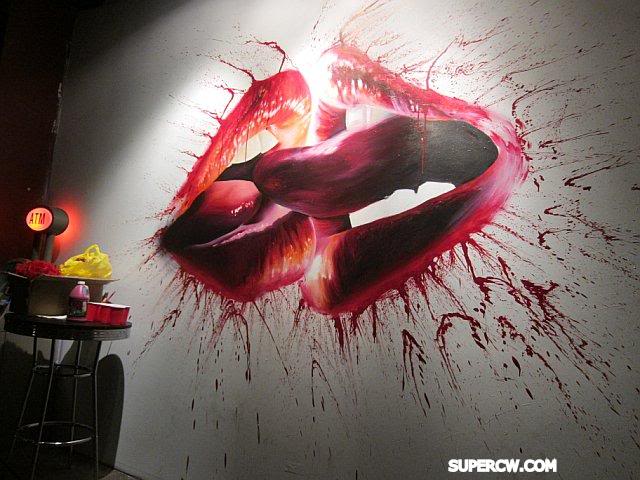 640x480 Pics] Art On First Friday (!), Czybx, Kiani All Growns Up, V - Kissing Lips Painting