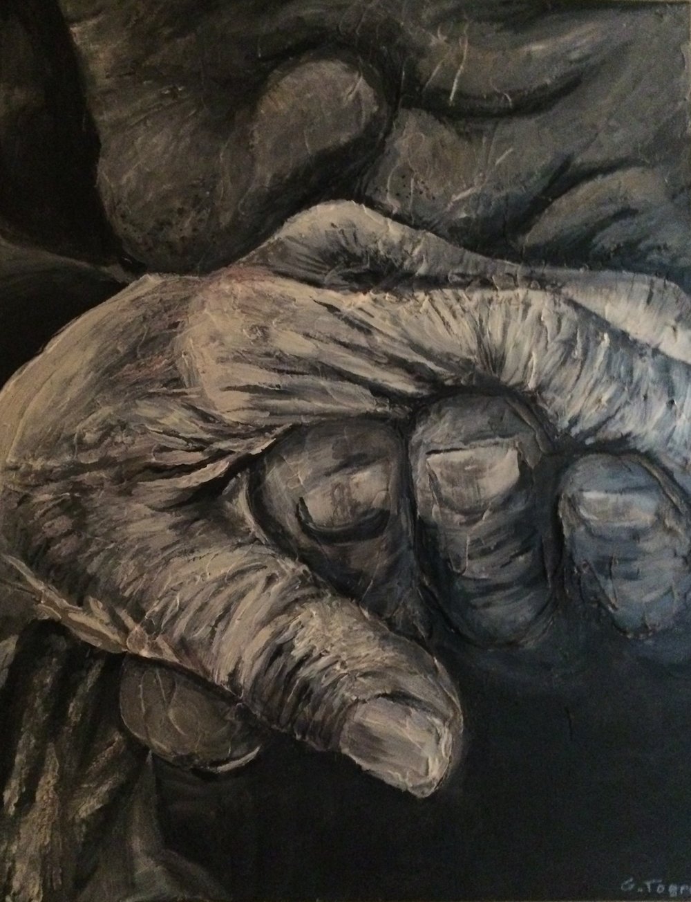 1000x1304 Sculptural Painting Of Man Kissing Hand Creative Visions Artists - Kissing Painting Images