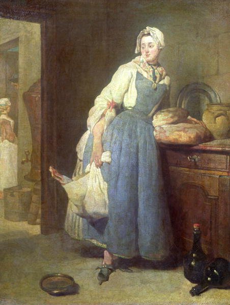 452x600 The Kitchen Maid With Provisions 1739 Painting Jean Baptiste - Kitchen Maid Painting