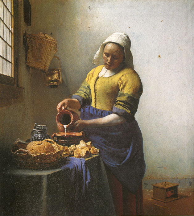 629x700 The Milkmaid (The Kitchen Maid), 1660 - Kitchen Maid Painting
