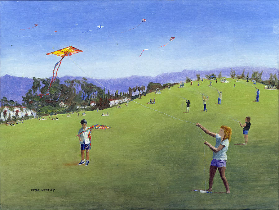900x676 Kite Festival Painting - Kite Flying Painting