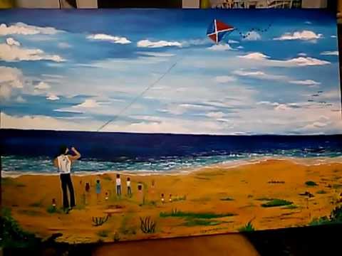 480x360 Kite Flying Art Painting - Kite Flying Painting