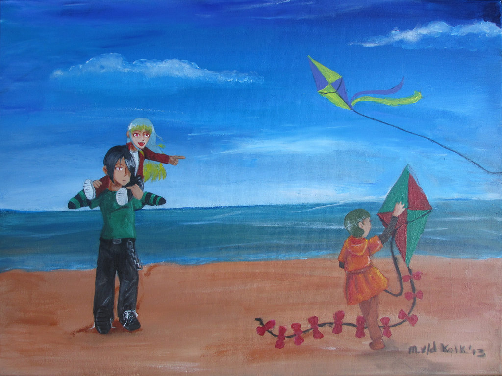 1024x768 Painting - Kite Flying Painting