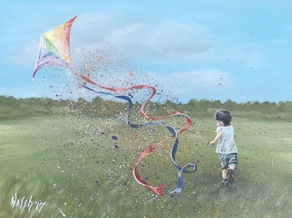 570x426 Kite Painting Child's Play Children's Wall Art - Kite Painting