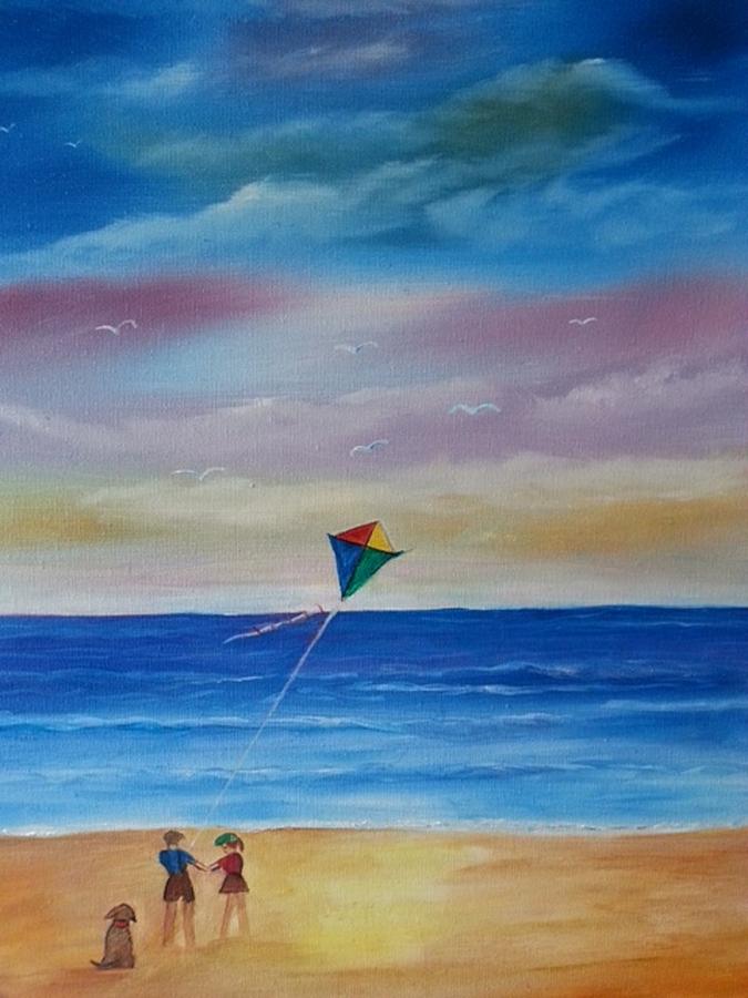 675x900 Let's Go Fly A Kite Painting By Linda Morrison - Kite Painting