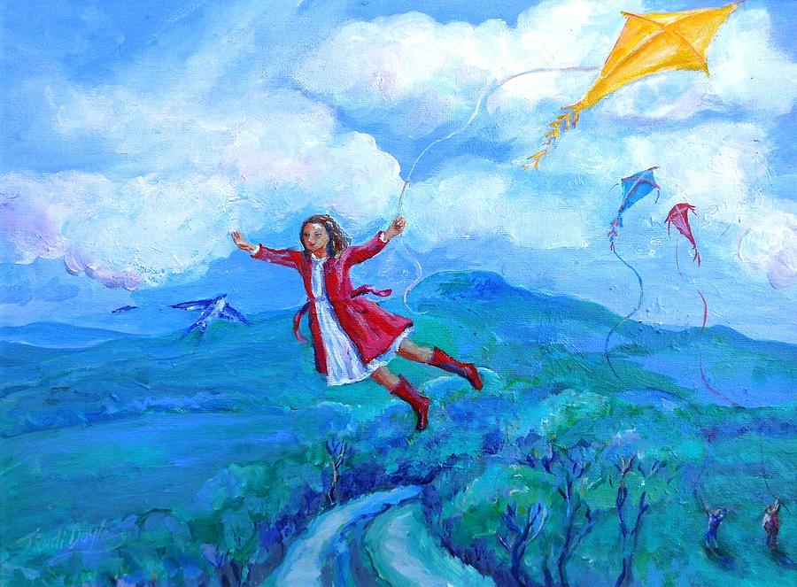 900x663 The Yellow Kite Painting By Trudi Doyle - Kite Painting