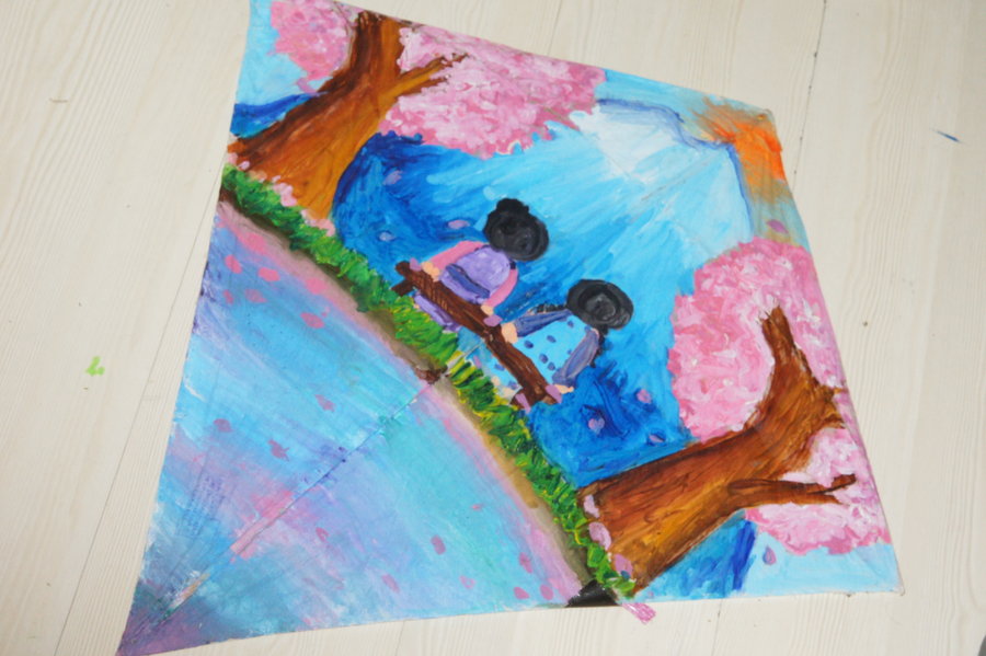 900x599 Kite Painting By Sakuradrawing - Kite Painting