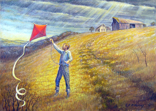 500x356 Eugene P. Mcnerney's Paintings, Day By Day High Hopes The Old - Kite Painting