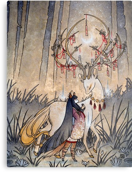 422x550 The Wish - Kitsune Painting