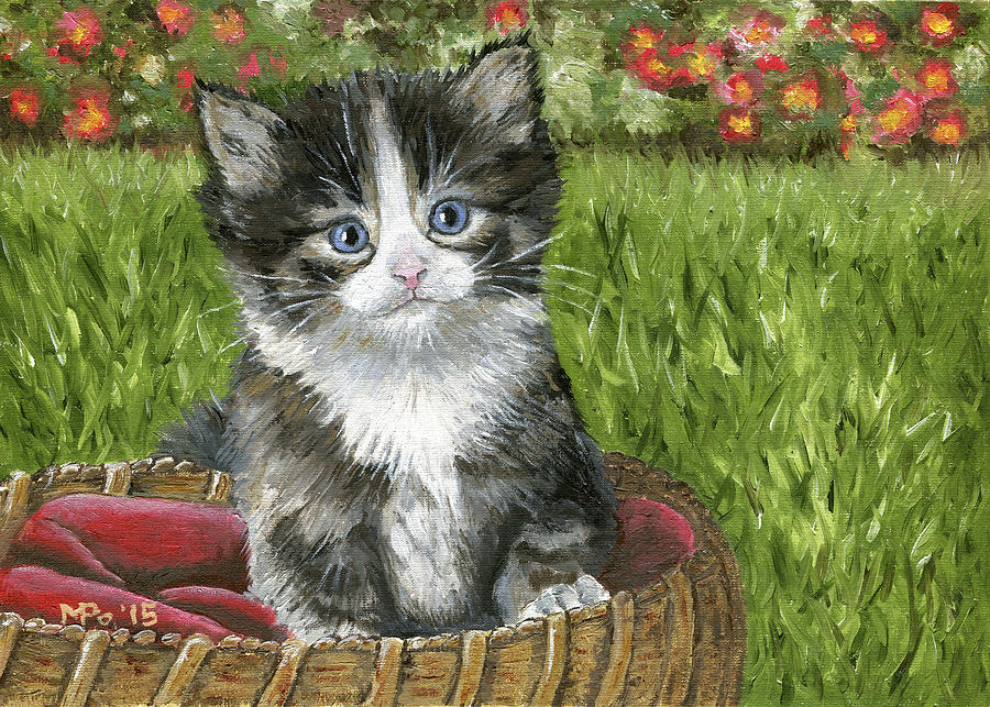 900x643 Kitten Painting By Mariana Po - Kitten Painting