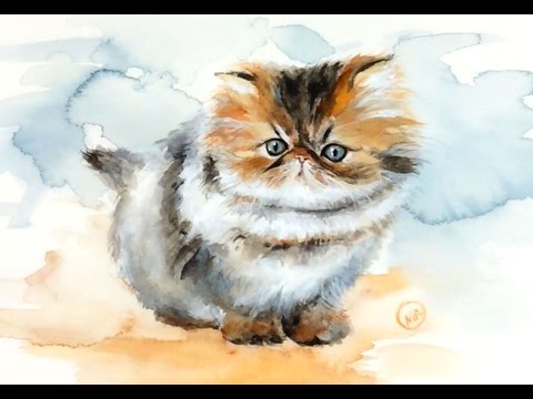 480x360 Watercolor Kitten Painting Demonstration - Kitten Painting