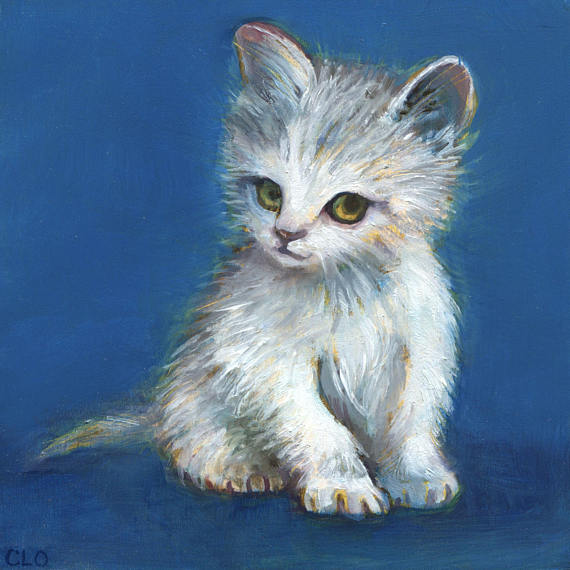 570x570 Cat Art Gift For Cat Lover Kitten Painting Original Cat - Kitten Painting
