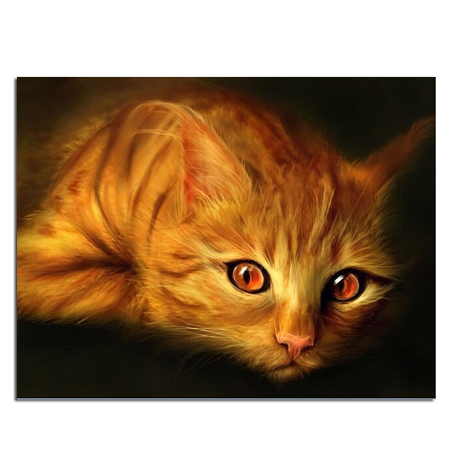 640x640 Golden Kitty 65x50cm Diamond Cross Stitch Kit Diy Painting Home - Kitty Painting