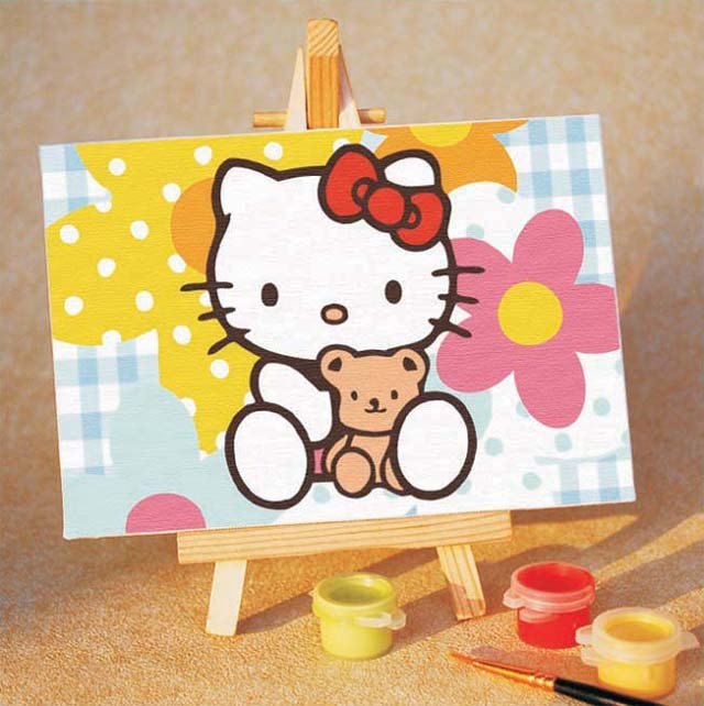 640x642 Hello Kitty Paint By Number Kit Drawing Toy Set 15x10cm (6x4 - Kitty Painting