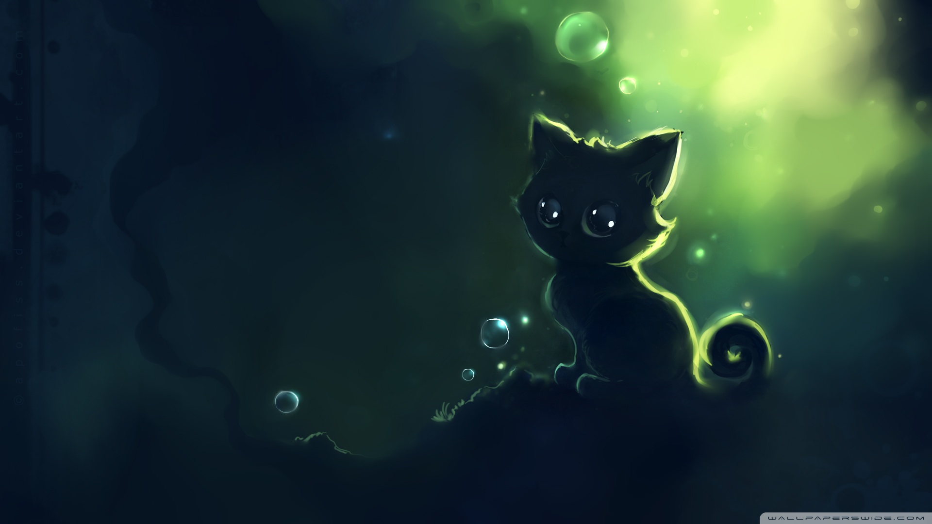 1920x1080 Lonely Black Kitty Painting 4k Hd Desktop Wallpaper For 4k - Kitty Painting