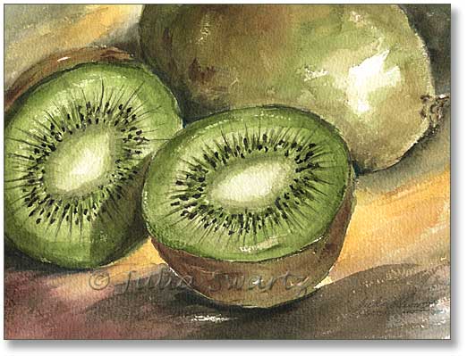 522x399 Still Life Watercolor Painting Of Kiwi - Kiwi Painting