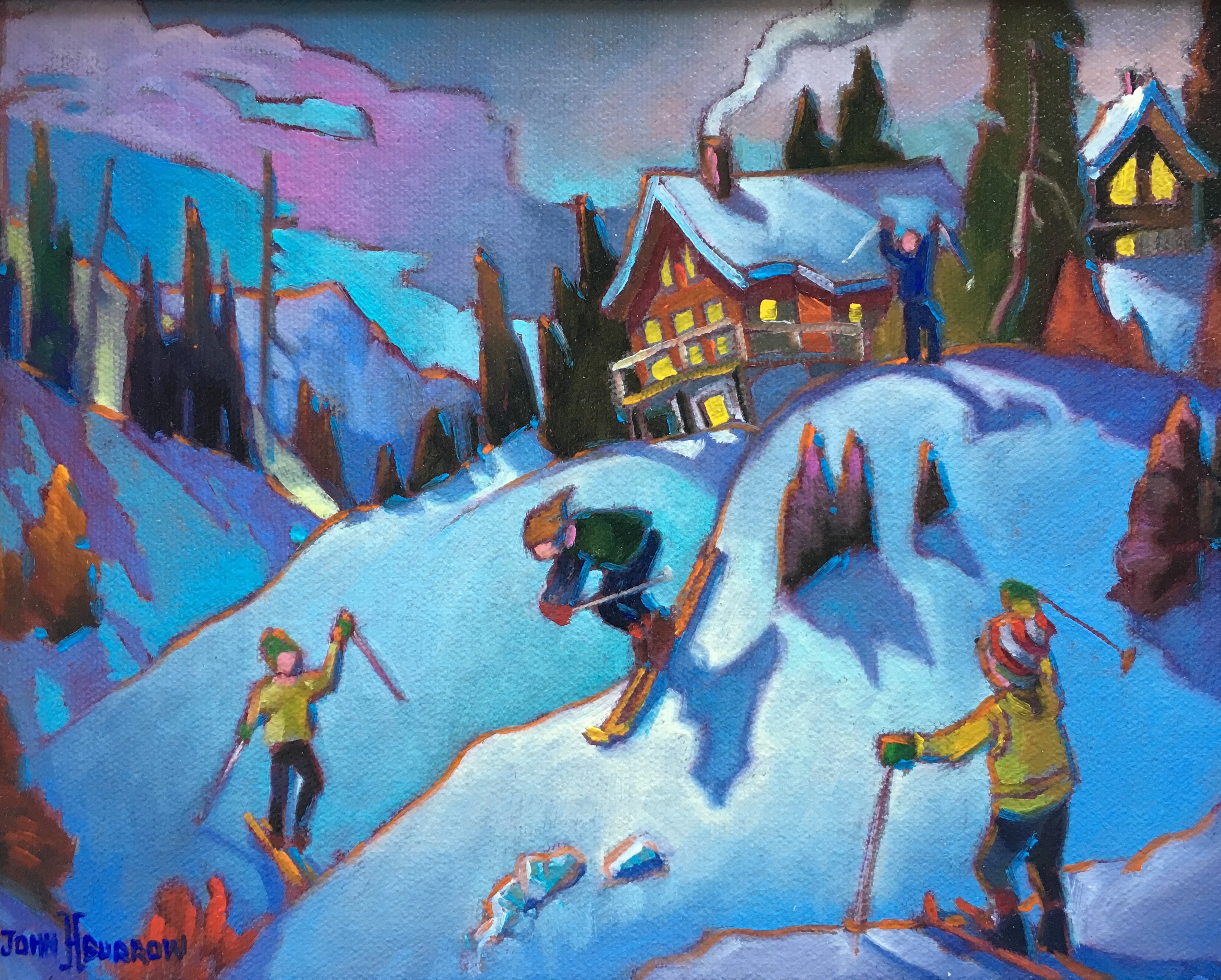3290x2641 Six O'Clock Ski By Karen Klassen - Klassen Painting
