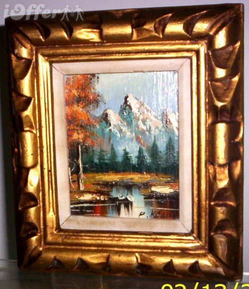 501x580 Mountain Lake Landscape Signed P. Klaus For Sale - Klaus Painting