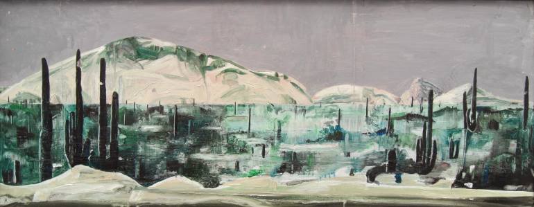 770x299 Saatchi Art American Landscape 12 Wounded Knee Iron Owl Sand - Knee Painting