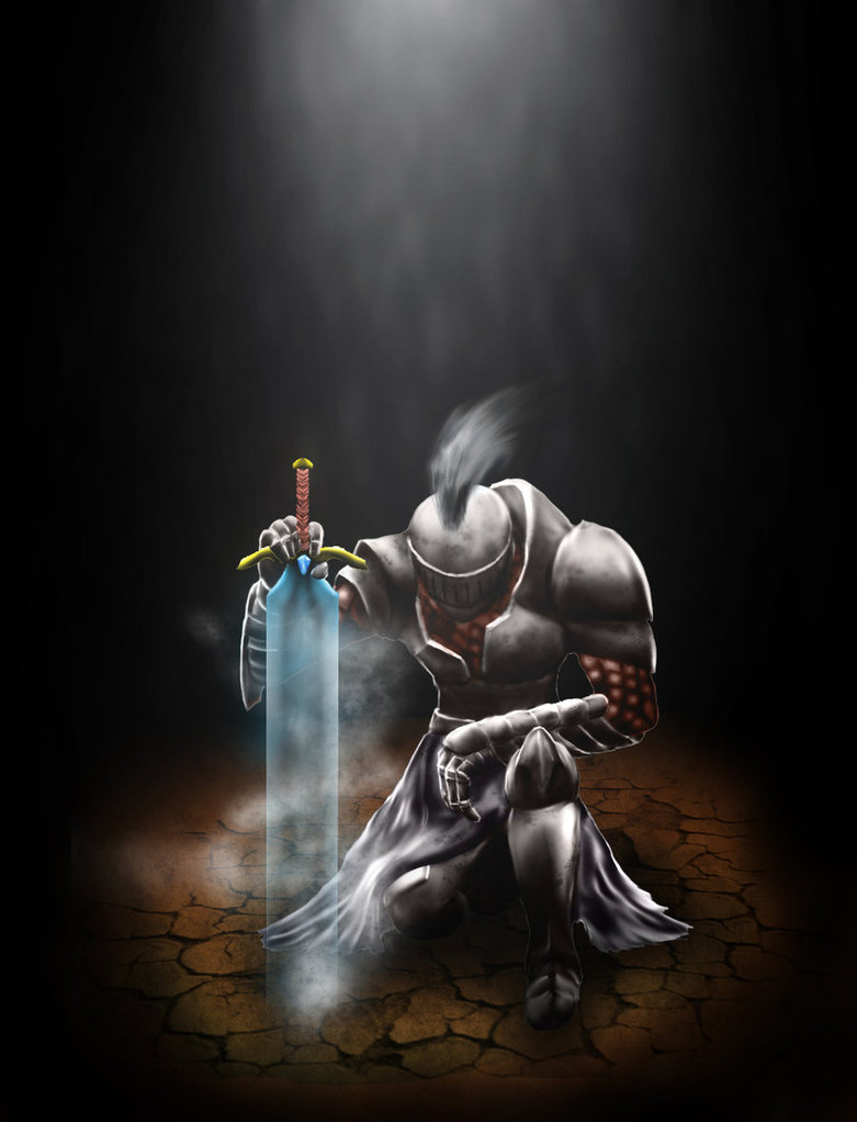 781x1022 Holy Knight By Ekoki - Kneeling Knight Painting