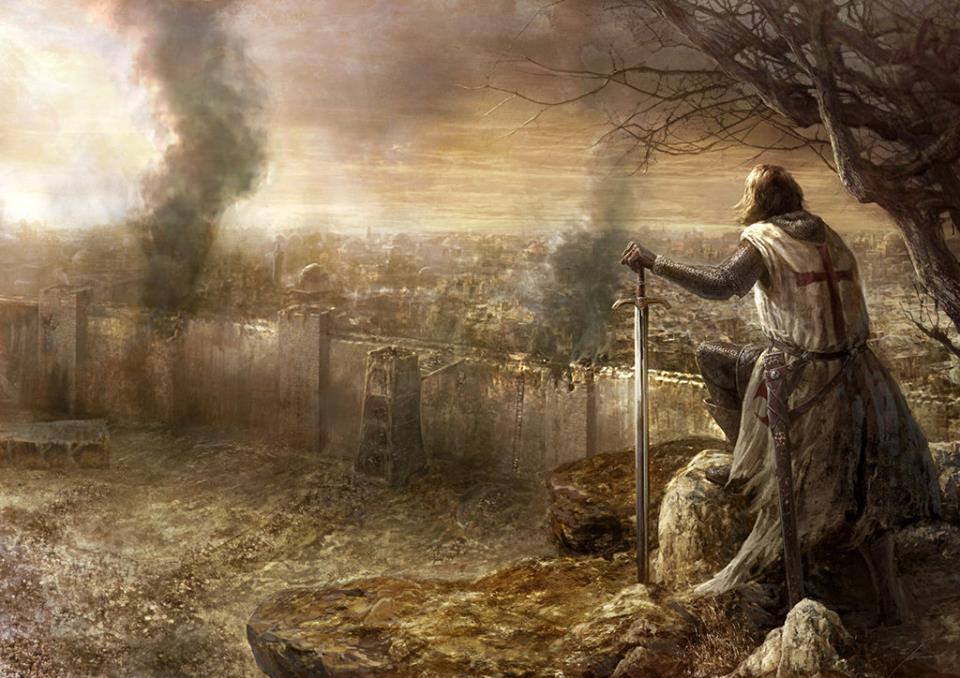 960x678 Poetry The Knights Templar - Kneeling Knight Painting