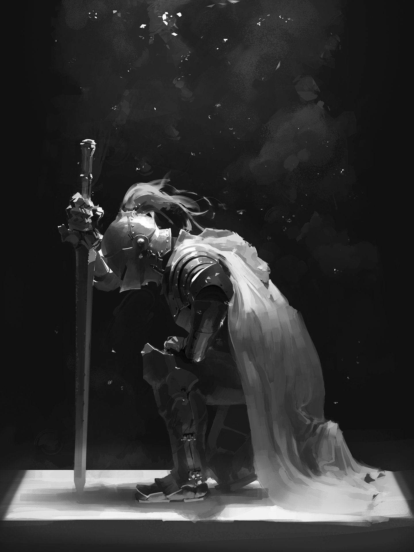 Artstation - Kneeling Knight Painting. 