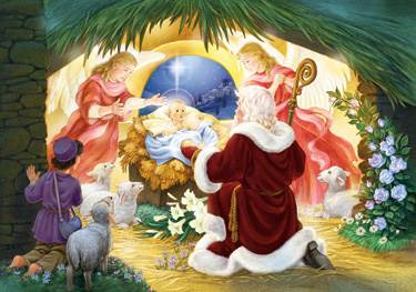 375x263 Kneeling Santa Advent Calendar - Kneeling Santa Painting